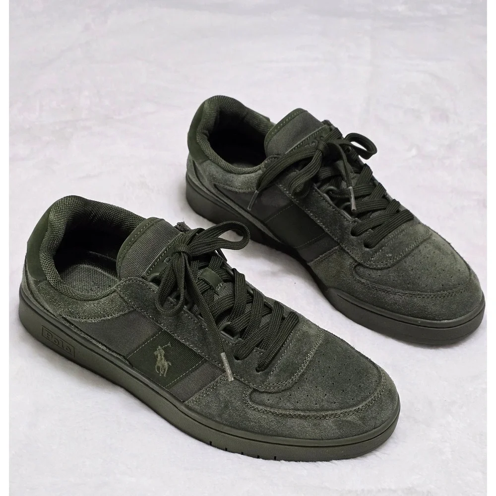 Polo Ralph Lauren Mens CRT PP-SK-LTL Olive Green Suede Sneakers 9.5 13297 E22
